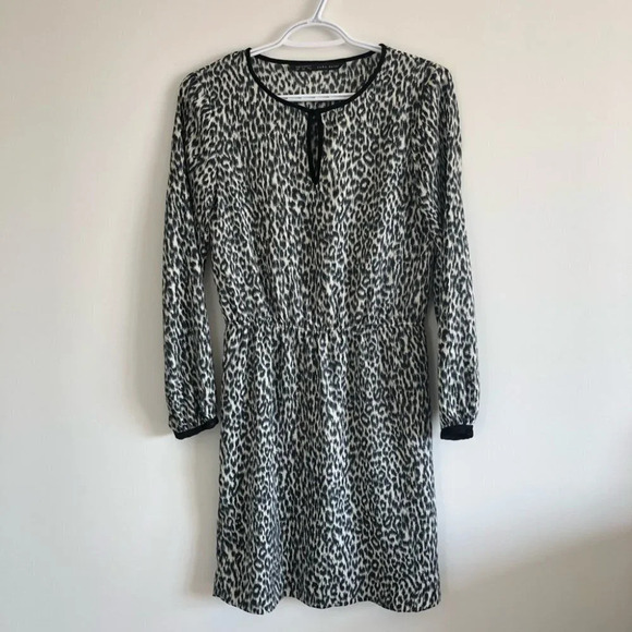 Zara Basic Sz XS Animal Print Black & White  Dress - Picture 1 of 7